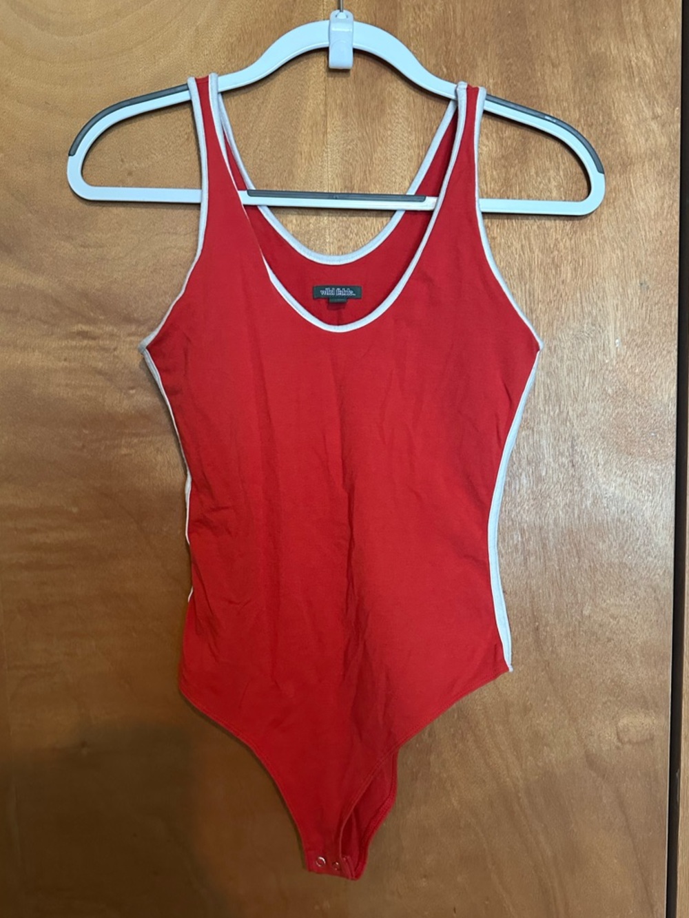 Wild Fable Red Tank Bodysuit with White Trim